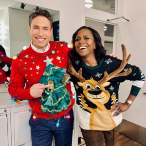 Whit Johnson Instagram - Pure holiday joy working with this ABC treasure @debrobertsabc !! 
And yes, our sweaters are YULE LIT 🔥🎄 
•
•
@goodmorningamerica @abcnews