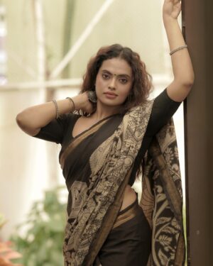 Yamuna Chinnadurai Instagram - Madhavi 
Saree @selaiyum_ravikaiyum 
Pc @camerasenthil 
Mua @jeevithamakeupartistry 
Organised @rrajeshananda 
Thank u all 
#kalamkariwithyamuna