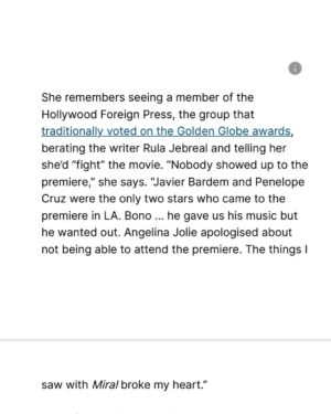 Yasmine Al Massri Instagram - The interview that the @hollywoodreporter @variety @deadline ignored and was only published in an Arab platform @thenationalnews.com .. “Miral” was released in 2009.. I have been doing TV in Hollywood since that time.. the last two years I let go of my Appartment and went back to the circus life.. I worked hard, so I can proudly share with you 4 movies coming out this year and next year.. @thestrangerscasemovie is first in line, we are winning amazing awards in festivals around the world at the moment.. The entertainment media platforms have been ignoring me, or they mention my name briefly bc I am wining best performance awards, ignore my story completely. That’s how gate keeping works.. BUT, while I was born into a world that did not want Palestinians in the room.. I am witnessing the end of that world with its bias, racist, selective values of who is worthy of the platform on entertainment news, whose news get covered, whose new movie gets promoted.. they sometimes throw at you four pages of crap like what actors wore to watch tennis in Wimbledon, and how certain actress showed her bikini body while on vacation in Italy.. they don’t want me talking about Gaza, or about being a Palestinian refugees.. and as I watch you unfollow me and giggle I assure you this bitch will not stop making movies and telling her truth.. they can’t make me stop conquering platforms and people’s love.. I will find a place to tell my stories.. always.. #hollywood #entertainment #news #palestinian #stories and #storyteller are coming for #you .. #syria #refugees #films #cinema #humanity is for #all .. thankful for #jamesmottram and the family of #thenationalnews