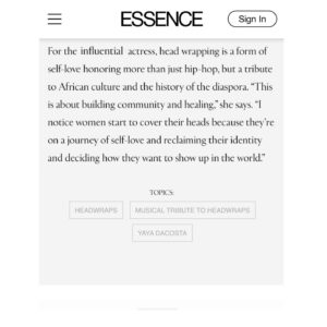 Yaya DaCosta Instagram - Thank you, @essence for celebrating with me!
Wraps N’ Raps is now LIVE!
💛

📸: @tibalism
