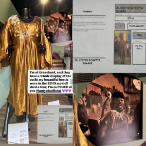 Yola Instagram - Thank you sweet friend @nicolejuliette1 for this lush picture of my Sister Rosetta Tharpe costume for the Oscar nominated @elvismovie that you captured on your many travels as the merch lady with the mostest! I thought I’d add some photographic  memories that you may not have seen! 🩷🩷🩷 #elvismovie #sisterrosettatharpe #pridemonth #queericon #rocknroll #ally