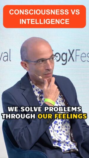 Yuval Harari Instagram - What is the crucial difference between consciousness and intelligence?

Intelligence is the ability to solve problems, while consciousness is the ability to feel emotions. Understanding this distinction is essential, especially as AI is intelligent but it lacks consciousness.

Full interview available on YouTube: link in bio 

#YuvalNoahHarari #Consciousness #Intelligence #AI