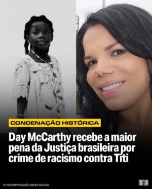 Zezeh Barbosa Instagram - É isso.

Bom final de semana, amores!

#repost A socialite Day McCarthy foi condenada por injúria racial e racismo após ter proferido ofensas racistas contra contra Titi, filha de Bruno Gagliasso (@brunogagliasso) e Giovanna Ewbank (@gioewbank). A pena é a maior já dada para este tipo de crime, 8 anos e 9 meses de prisão em regime fechado.

A decisão foi proferida em 21 de agosto de 2024, sete anos depois do caso, pela Justiça Federal do Rio de Janeiro.

Além do racismo, ela ainda acusou os casal de lavar dinheiro e burlar impostos, afirmando que Giovanna é associada ao tráfico de drogas.

Em suas redes sociais, o casal comemorou a vitória na batalha jurídica. “Hoje a gente vem celebrar uma vitória contra o racismo. E sabemos que, infelizmente, esta vitória acontece por termos visibilidade e brancos e, portanto, mais ouvidos que a população negra que, desde que foi sequestrada para este país, não para de gritar e sangrar. Nunca é tarde, mas ainda é tarde.”

O caso foi comandado pela advogada @julianasouzaoris e sua equipe. “Seguimos confiantes na atuação consistente do judiciário para assegurar que crimes de racismo sejam devidamente reconhecidos e punidos”, completou Gagliasso em sua publicação.

Day McCarthy não está no Brasil e o juíz ainda não emitiu o mandado de prisão.

Via: @negriitude_ofc @familiamelanina @felipemarques1976 | @midianinja