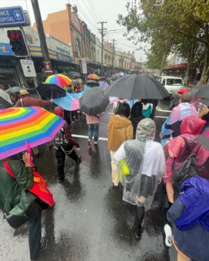 Zoe Terakes Instagram - so much power in the pouring rain. so moving to see all the intersections of support and solidarity. “No pride for some of us without liberation for all of us.” - Marsha P. Johnson