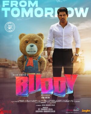 sai Dhanya Instagram - Buddy is out tomorrow ✨ do check it out in theatres ✨ my first in telugu

Thankyou @samantondir  for making me vinodhini.

#buddy #netflix