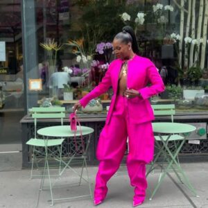 Adjua Styles Instagram - Taking up SPACE UNAPOLOGETICALLY💗💗💗💗💗💗💗💗💗💗💗💗💗💗
:
:
:
:
Set @samanthablacknyc 💝
Boots @balenciaga 
:
Hair @rashawncardwell 
Makeup @mandisavonette
