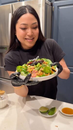 Ae Southammavong Instagram - I’ve been tagged soooooo many times about that trifling nam khao video so I had to come thru 🤣 please do not disrespek the #namkhao #crispyricesalad #laofood