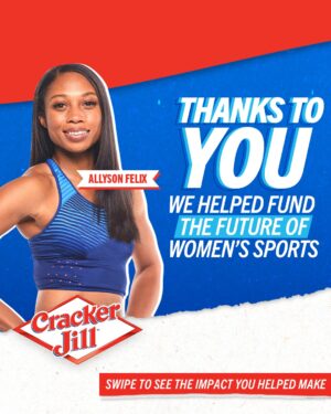 Allyson Felix Instagram - Thank YOU for helping us reach 16 MILLION  people through your likes, comments, and shares over the course of this program—expanding the spotlight for female athletes and the organizations that support them.

Because of you, 4 organizations have received funds to help them achieve their goals in making the power of sport available to more women
nationwide.

Swipe to see the full spotlight squad, and the incredible organizations you impacted. IT TAKES A TEAM—and we couldn’t have done this without you.