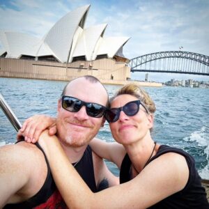 Amanda Palmer Instagram - Assistants, and friends, like this come around once in a fucking lifetime. I don’t know where my life, my business and my sanity would be without this guy as my wingman. Happy Birthday, @mwmccomiskey. I got no words but thank you and…you’re not a dick. You’re a good person. And…a professional. 

😃

Photo last January on Darling Harbor, by @haawau, boaty boat care of @jordanverzar