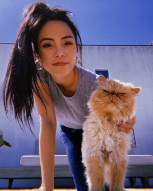 Anna Akana Instagram - Congress crossed the rainbow bridge today. My heart is broken. I loved this muppet like nothing else on this planet. He was truly a force to be reckoned with & he joins his brother & sisters in the clouds to chase the birds 
🤍
Goodbye my love 
My heart is a cardboard box 
Almost too small for you to fit in
Spin and sit and sleep 
And dream good dreams
Of me