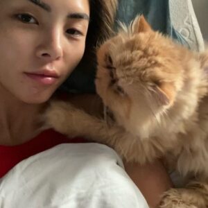 Anna Akana Instagram - Congress crossed the rainbow bridge today. My heart is broken. I loved this muppet like nothing else on this planet. He was truly a force to be reckoned with & he joins his brother & sisters in the clouds to chase the birds 
🤍
Goodbye my love 
My heart is a cardboard box 
Almost too small for you to fit in
Spin and sit and sleep 
And dream good dreams
Of me