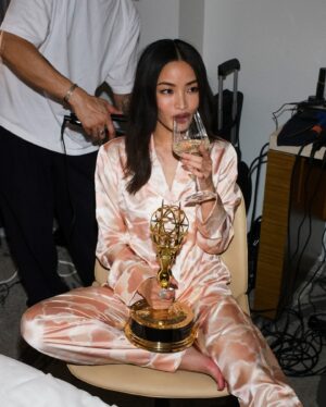 Anna Sawai Instagram - Back to normal life but still recovering cause all of Sunday, I was either bawling my eyes out or smiling till I couldn’t move my jaw anymore.

My biggest love to the @shogunfx family.
Thank you to everyone who supported our journey in any way, reached out, and contributed to making my apartment smell like a field of flowers.

Wearing my dream dress by @verawanggang♥️ 
Jewels by @cartier 
Ended the night in @louisvuitton 
Styled by @karlawelchstylist @gracewrightsell 
Makeup by @yukari.makeup 
Hair by @anhcotran
First photo by Amy Sussman
Bts photos by @andiejjane 

I love you all.