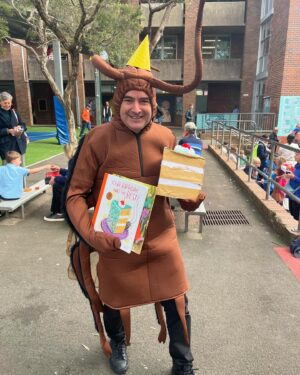 Annabel Crabb Instagram - Last Book Week ever. Even through my mask of tears I can see that the Principal has absolutely left nothing on the field here. Respect. Came for the kids book, stayed for the Kafka. ❤️
Amended: Welcome to this post @maggiehutchingsauthor and @felicita.sala … the AUTHOR and ILLUSTRATOR of the work who have showed up in the comments below … I’m screaming with laughter oh dear social media is drrrreeeaaadddful as we know but every now and then it does give ya a real burst of joy hey ❤️ 
And it started with a great teacher, like many things. Shout out to all of them xxx