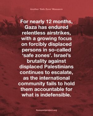 Annie Lennox Instagram - 🚨 ISRAEL TARGETS DISPLACEMENT CAMP, BURYING PEOPLE ALIVE 🚨

In the early hours of Tuesday, 10th September 2024, Israel bombed a ‘safe camp’ in the al-Mawasi area. The airstrike targeted 20 tents and was so intense that it left a crater 9 metres deep.

*Update* Gaza’s health ministry have updated this number to 19, with more missing and presumed dead. The 60  injured remained unchanged.

At least 40* people have been killed, over 60 injured, and others remain missing, buried in the sand. Nearly half of Gaza’s population is now residing in the al-Mawasi area, with many people living in tents, believing this to be a safe zone.

Israel claims it hit a ‘Ham/s Command Centre’ located at the camp.

It should be noted that this is the same excuse Israel has used to bomb every hospital in Gaza, over 160 schools, more than 70% of homes, every university, international aid vehicles, ambulances, bakeries, falafel stands, horse-drawn carts, and even mothers carrying babies.

Even if there were a command centre at the camp, this is a ‘safe zone’—one that Israel instructed Palestinians to move to for safety. It was past midnight, people were asleep, and Israel bombed the area with such force that it ensured no man, woman, or child would wake to see the sunrise. There is no reality where Israel can claim this as self-defence, nor can they justify this as a ‘targeted strike’ on Hamas. This was a calculated act of violence, designed to further punish the civilian population in Gaza.

👉 EMAIL YOUR ELECTED OFFICIAL NOW! USE THE FREE TEMPLATE IN @humantiproject’s bio or visit HumantiProject.org 👈