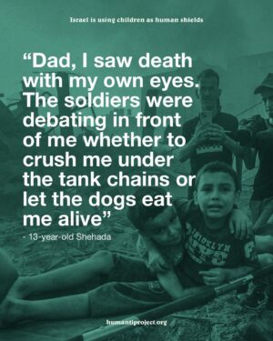 Armeena Khan Instagram - 🚨 Israel is systematically detaining, abusing and torturing Palestinian children 🚨

The civil society group ‘Defense for Children International Palestine’ (DCIP) has released a harrowing report that exposes the systematic detainment, abuse and torture of Palestinian children by Israeli forces. The report highlights severe human rights violations, including the use of children as human shields.

DCIP’s report documents widespread torture and abuse, with thousands of Palestinians, including children, detained without charge since October 7. The testimonies of the children reveal a systematic policy of dehumanisation and violence.

“They insulted us, slapped me on my face, and kicked me in my stomach and waist. I almost died from the beating.” 
Karim, a 12-year-old who was stripped and bound by Israeli forces in Gaza. 
“Then they made us walk in front of bulldozers and tanks in the streets so that the resistance wouldn’t target them.”

Shadi, a 14-year-old boy, described being detained by Israeli forces after they shot into a crowd of Palestinians awaiting food assistance. “They stripped us of our clothes, blindfolded us, tied us up, and beat us over our heads.”

“Dad, I saw death with my own eyes. The soldiers were debating in front of me whether to crush me under the tank chains or let the dogs eat me alive”
13-year-old Shehada

👉 EMAIL YOUR ELECTED OFFICIAL NOW! USE THE FREE TEMPLATE IN @humantiproject’s bio or visit HumantiProject.org 👈