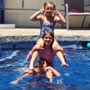 Ashley Hobbs Instagram - Pool Pawty with the Cousins 🩵
.
Today was a GREAT day!
.
#puppiesmakemehappy
#bullybreed
#greatday
#thankful
#family