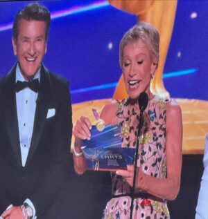 Barbara Corcoran Instagram - #Emmys roundup! 💛🦈🎉🏆 Last night’s Emmy win feels surreal. Shark Tank has given me the opportunity to be a real-life fairy godmother—I’m so grateful! Here’s to all the Shark Tank entrepreneurs living the American Dream. Thank you for all the support! 🥰
