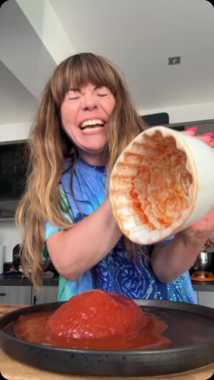 Briony May Williams Instagram - Could this savoury jelly be the one??? Tomato Aspic from the 1970s is on the menu in today’s Retro Recipes and it was…interesting ☺️ Make sure you watch till the end for my reaction, it was quite something! Have you ever tried Tomato Aspic? Would you try it?? 😬 

#vintage #retrorecipes #recipe #vintagerecipes #recipes #tomato #aspic #jelly #savoury