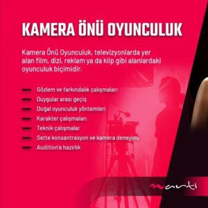 Burcu Cavrar Instagram - Alanında deneyimli eğitmenler eşliğinde "Kamera Önü ve Temel Oyunculuk Eğitimi" Martı Sanat Akademi'de! 📹

🔸 Temel Oyunculuk — Bir sahnede ya da kamera önüne geçmeden önce hareketler, jestler ve seslerle karakterin sunulması sanatıdır.

🔹Kamera Önü Oyunculuk — televizyonlarda yer alan film, dizi, reklam ya da klip gibi alanlardaki oyunculuk biçimidir.

👤 Eğitmenler —
👉 Gamze Bayraktaoğlu (@gmzbyrktgl)
👉 Burcu Cavrar (@cavrarburcu)

👥 Eğitimler 16 yaş ve üzeri katılıma uygundur.

📍 Tüm eğitimler @martisahne'de gerçekleştirilmektedir.

📞 Kayıtlar & Başvuru İçin —
— 0 (552) 833 18 33
— 0 (552) 633 77 33