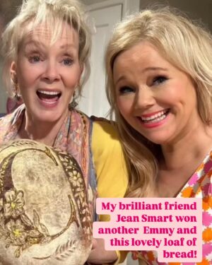 Caroline Rhea Instagram - Congratulations and Happy Birthday to my beautiful, brilliant, kind funny friend. I love you and Deborah! #Funny #Emmys @realjeansmart This beautiful bread was made by @zissys_paine .