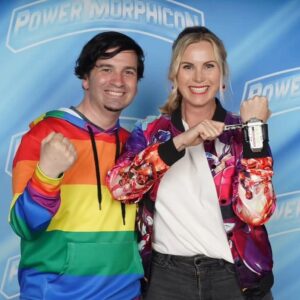 Catherine Sutherland Instagram - #fanfeaturefriday
Shout out to @javier_alejandro_lopez who is always so kind and SO supportive to our ranger community. Fun seeing you @officialpowermorphicon 
Hope to see you again soon 🫶

#catherinesutherland #PinkRanger #Onceandalways #KatherineHillard #Mightymorphinpowerrangers #zeo #Turbo #PinkRangerPower #Pterodactyl #cranezord #powerrangersplayback  #itsmorphintime⚡️