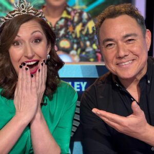Celia Pacquola Instagram - What a bonkers night on @hybpa and what a way to find out I am actually a princess. Thanks to @zoe.creed for a turn with the bling and thanks to @hybpa boffins for gifting me my very own merch after the show 😂😂😂 Congrats @grantdenyer for a great hosting job and fellow panel jockeys @therealedkavalee @hayleysproull @dwalliams Samuel Pang