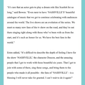Clare Bowen Instagram - We’re so excited to see you all! ⚡️❤️⚡️

✧˖° www.nashvillereuniontour.com ✧˖°

#pressrelease #nashvillereuniontour #charlesesten #clarebowen #jonathanjackson #sampalladio #ryman #rymanauditorium #nashvillecmt #nashvilleabc #cocacolaroxy #bowenyoung #colinlinden #countrymusic #americana