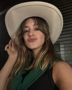 Daisy Edgar-Jones Instagram - Wearing the bluest most gorgeous @gucci dress, @sabatods I 🩵 you. Thank you @tiff_net for having us for On Swift Horses. The puppies and cowboy hat was much appreciated,  and the 🤠 will be added to my growing collection. This festival was the perfect place to premier our film and thank you for such a warm reception. 

Ps there is a beautiful cover of this song Mr Blue in our film and I can’t stop listening to it xx