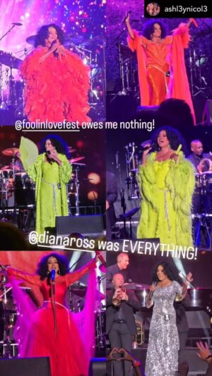 Diana Ross Instagram - I’d like to thank the audience at @foolinlovefest, close to 40,000 people, and all my band, crew, singers,  promoters and agents-all the support that made this engagement memorable and fun.  And my kids and grandkids were all there with me on stage ♥️ #dianaross #legacy2024 #dianarossthankyou