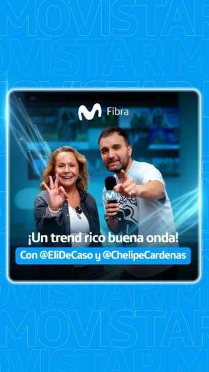 Eli de Caso Instagram - ¡Este trend estuvo rico-buena onda! 💪 @ChelipeCardenas desafió a @EliDeCaso a conectar sus mentes y vivir la entretención con Movistar Fibra. ⚡Movistar conecta con lo que te mueve. 💙​