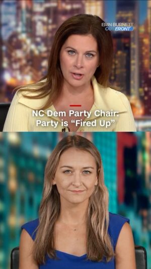 Erin Burnett Instagram - Erin Burnett speaks with the youngest state party leader in the U.S. about the surge of young people registering to vote in North Carolina. #cnn #kamalaharris #harris2024 #vote #election2024 #democrates