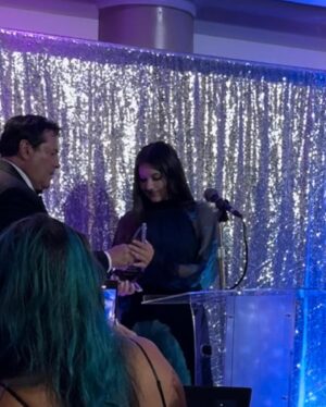 Eva Ariel Binder Instagram - Thank you @tzifforg for the Young Filmmakers Award! This weekend was lots of fun, and I’m so greatfull for everyone who came to support :) love you guys. @realraymondcruz @annmangini @mark.binder @riomangini @mspallas @thewilliamstanforddavis @markmanginisound