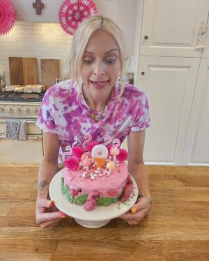 Fearne Cotton Instagram - Not my best cake but fun to make with the kids this morning. It's a strawberry sponge with butter cream icing. 
Honey pot is 9 tomorrow and I cannot believe it. Sugar pie Honey bunch. 
🦩🦩🦩🦩🦩🦩🦩🦩🦩🦩🦩🦩🦩🦩🦩🦩🦩🦩
