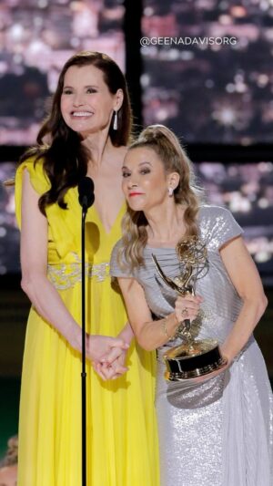 Geena Davis Instagram - We’re kickstarting the #Emmys with a throwback to an unforgettable experience receiving the #GovernorsAward in 2022. It was an incredible honor to be recognized for our work promoting gender balance and fostering inclusion across all media. We are so proud to now celebrate Greg Berlanti, who will be honored with the 2024 Governors Award for his extensive industry work showcasing underrepresented populations. Congratulations @gberlanti, your passion and creativity continue to show viewers everywhere that If They Can See It, They Can Be It!

#seeitbeit #76thEmmys #TelevisionAcademy #EmmyAwards