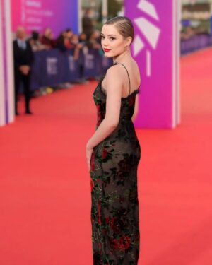 Grace Van Dien Instagram - Silver Star premiered yesterday @deauvilleus 🪽 I am proud which is soo rare for me 

dress is @rodarte !!!