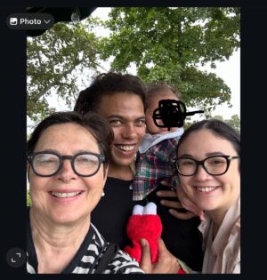 Isabella Rossellini Instagram - Happy birthday to my son Roberto in the photo with partner Kirsten and their new born baby .( I scribbled over the  baby’s face for his privacy)♥️🩷🧡❤️ @robertorossellini