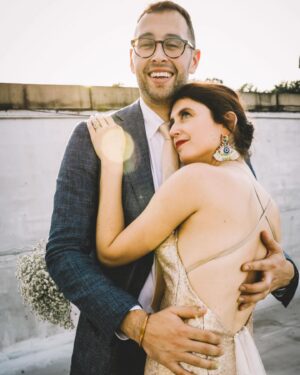 Jaime Lyn Beatty Instagram - Happy 5 Year Wedding Anniversary to these THREE. Sure, it’s complicated…but we make it work. 
🤵🏻‍♂️👰🏻‍♀️👹 🌈 
1. True love
2. Truer love
3. Foreshadowing
4. Happily Ever After 
#throuple #anniversary 

📸: @annahaasweddings