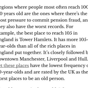 Jen Gunter Instagram - Fascinating article on the “blue zones,” areas of the world that have the longest lived humans. Or supposedly have. Turns out the data is very suspect, and these areas have terrible birth records and/or are rife with pension fraud, so deaths don’t get registered. 

The article is well worth the read. I was simultaneously infuriated, intrigued, and frustrated. 

I remember diet books from 25 or so years  ago claiming the Okinawa diet was special because they had so many people over 100 years old. From the article:

“Okinawa in Japan is one of these zones. There was a Japanese government review in 2010, which found that 82% of the people aged over 100 in Japan turned out to be dead. The secret to living to 110 was, don’t register your death.

The Japanese government has run one of the largest nutritional surveys in the world, dating back to 1975. From then until now, Okinawa has had the worst health in Japan. They’ve eaten the least vegetables; they’ve been extremely heavy drinkers.”

I mean…sigh. 

But do read the article, link is in my stories!