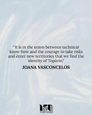 Joana Vasconcelos Instagram - Although she needs no introduction, we will do it! 😊 Today we present the last guest artist for Topázio‘s 150th anniversary: Joana Vasconcelos. 👏
⠀⠀⠀⠀⠀⠀⠀⠀⠀⠀
Born in 1971, Joana is a Portuguese artist with a career spanning over 30 years and utilizes her expertise through several techniques. She received the rank of Commander of the Order of Infante D. Henrique by the Portuguese President of the Republic in 2009 and became an Officer of the Order of Arts and Letters by the French Ministry of Culture in 2022. She manages the Joana Vasconcelos Studio with over 50 employees since 2006 and founded the Joana Vasconcelos Foundation in 2012 to support social causes, grant scholarships and promote art for all.
⠀⠀⠀⠀⠀⠀⠀⠀⠀⠀
We‘re looking forward to seeing a new work of art from Joana. 🤗
__
⠀⠀⠀⠀⠀⠀⠀⠀⠀⠀
Não precisa de apresentações, mas nós vamos fazê-lo! 😊 Hoje, apresentamos a nossa última artista convidada para os 150 anos da Topázio: Joana Vasconcelos. 👏 
⠀⠀⠀⠀⠀⠀⠀⠀⠀⠀
A Joana nasceu em 1971 e é uma artista plástica portuguesa, com uma carreira de cerca de 30 anos, e experiência numa enorme variedade de técnicas. Agraciada com mais de 30 prémios, em 2009 recebeu o grau de Comendadora da Ordem do Infante D. Henrique pela Presidência da República Portuguesa e tornou-se Oficial da Ordem das Artes e Letras pelo Ministério da Cultura Francês em 2022. A partir de Lisboa gere, desde 2006, o Atelier Joana Vasconcelos com mais de 50 funcionários e, em 2012, criou a Fundação Joana Vasconcelos para conceder bolsas de estudo, apoiar causas sociais e promover a arte para todos. 
⠀⠀⠀⠀⠀⠀⠀⠀⠀⠀
Estamos ansiosos para poder contemplar mais uma obra de arte da Joana. 🤗 
⠀⠀⠀⠀⠀⠀⠀⠀⠀⠀
📸 @arlindocamachophoto 
⠀⠀⠀⠀⠀⠀⠀⠀⠀⠀
#Topázio1874 #Topázio #Prata #HandmadeSilver #MadeInPortugal #150AnosTopázio #JoanaVasconcelos