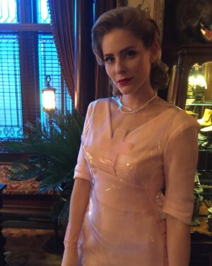 Jordan Claire Robbins Instagram - one of my favorite parts about playing Grace was the incredible costumes the exceptionally talented @christopherhargadondesign dreamed up each season!!! this was one of his most memorable designs, seen in season one 💘☂️