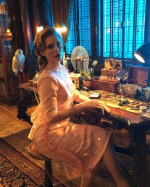 Jordan Claire Robbins Instagram - one of my favorite parts about playing Grace was the incredible costumes the exceptionally talented @christopherhargadondesign dreamed up each season!!! this was one of his most memorable designs, seen in season one 💘☂️
