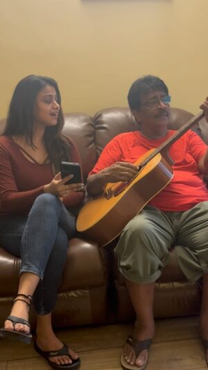 Jovita Livingston Jones Instagram - Glimpse from our jamming session at home ❤️Specially for everybody who asked more videos of Appa singing ❤️ #jammings #jovianddaddy 

#reels #trending #tamil #tamilmusic #90s #music #illayaraja #vellaipuraondru #tamilsongs #tamilsongcover #jamming #homejammin #appa #daddyanddaughter #reelsinstagram #instagram #instareels #rajinikanth #superstar #trendingreels #reelitfeelit