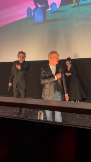 Juno Birch Instagram - I will never stop going on about the time @timburton pointed at me💀💚 with Michael Keaton talking about my massive hair also Winona giggling in the background such a slay of a moment 😭