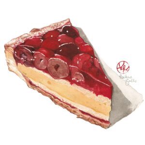 Kailene Falls Instagram - Cheesecake & Tart Collection
チーズケーキとタルト コレクション
🥧🍓🧀🫐🥧🍓🧀🫐🥧🍓🧀🫐🥧🍓🧀🫐

I find that Japanese cheesecakes and tarts are some of the most beautiful desserts you can find. I’ve painted so many in the past, but I decided to create a selection of the ones cut in triangle shapes. Amongst these paintings, I think the strawberry tart in the upper right is my favorite, but I have a special place in my heart for all of them. Which of these would you most like to try?

※ The terrible moving/wifi saga continues. After 6 weeks of waiting to get wifi installed in my new apartment, today was supposed to the final stage…. But when the construction worker arrived today, we discovered that the construction of the apartment next-door (currently being torn down and rebuilt) prevents them from installing wifi at the moment……. So I’m stuck without connection still. We have -perhaps- found a workaround, but it’s still unclear as to when I’ll be able to get wifi installed. So no livestreams for a while still yet 🥲

② Cherry Tart チェリータルト
③ Sakura Cheesecake 桜チーズケーキ
④ Mango Cheesecake マンゴーチーズケーキ
⑤ Blueberry Cheesecake ブルーベリーチーズケーキ
⑥ Berry Tart ベリータルト
⑦ Fig and Berry Tart いちじくとベリータルト
⑧ Strawberry Tart いちごタルト

日本のタルトとチーズケーキが本当に美して、とても素敵な絵になります。今までたくさん描いてきたけど、今回は三角形にカットされたものをまとめてコレクションにしました。このセットの中で、右上のいちごタルトの絵が一番好きかもしれませんが、本当は全てが特別に好きな絵です。この中でどれを一番食べてみたい？

※ 引越しが終わったけど、まだまだトラブルが続きます！引越し先はWifiがなくて、6週間かけてやっと今日、３回目の工事でwifiに繋がると思ったら・・・・まさか隣の建物の工事でWifi工事不可となりました。なので、まだまだ生配信ができなくて、ネットにとてもつながりにくいです。いつWifiができるかまだ分かりませんので、その時まで不定期的な投稿が続きます。お許しを！