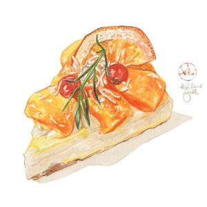 Kailene Falls Instagram - Cheesecake & Tart Collection
チーズケーキとタルト コレクション
🥧🍓🧀🫐🥧🍓🧀🫐🥧🍓🧀🫐🥧🍓🧀🫐

I find that Japanese cheesecakes and tarts are some of the most beautiful desserts you can find. I’ve painted so many in the past, but I decided to create a selection of the ones cut in triangle shapes. Amongst these paintings, I think the strawberry tart in the upper right is my favorite, but I have a special place in my heart for all of them. Which of these would you most like to try?

※ The terrible moving/wifi saga continues. After 6 weeks of waiting to get wifi installed in my new apartment, today was supposed to the final stage…. But when the construction worker arrived today, we discovered that the construction of the apartment next-door (currently being torn down and rebuilt) prevents them from installing wifi at the moment……. So I’m stuck without connection still. We have -perhaps- found a workaround, but it’s still unclear as to when I’ll be able to get wifi installed. So no livestreams for a while still yet 🥲

② Cherry Tart チェリータルト
③ Sakura Cheesecake 桜チーズケーキ
④ Mango Cheesecake マンゴーチーズケーキ
⑤ Blueberry Cheesecake ブルーベリーチーズケーキ
⑥ Berry Tart ベリータルト
⑦ Fig and Berry Tart いちじくとベリータルト
⑧ Strawberry Tart いちごタルト

日本のタルトとチーズケーキが本当に美して、とても素敵な絵になります。今までたくさん描いてきたけど、今回は三角形にカットされたものをまとめてコレクションにしました。このセットの中で、右上のいちごタルトの絵が一番好きかもしれませんが、本当は全てが特別に好きな絵です。この中でどれを一番食べてみたい？

※ 引越しが終わったけど、まだまだトラブルが続きます！引越し先はWifiがなくて、6週間かけてやっと今日、３回目の工事でwifiに繋がると思ったら・・・・まさか隣の建物の工事でWifi工事不可となりました。なので、まだまだ生配信ができなくて、ネットにとてもつながりにくいです。いつWifiができるかまだ分かりませんので、その時まで不定期的な投稿が続きます。お許しを！