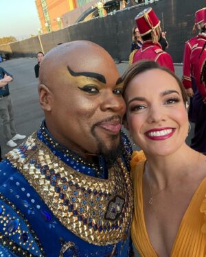 Kara Lindsay Instagram - D23 was real fun!🌟🤩❤️

It’s pretty awful singing with @adamjacobsnyc though 😉 that rockstar voice. Gimme it. 

@disneyd23 
@disneyonbroadway