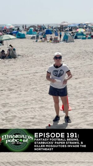 Kathleen Madigan Instagram - It’s Tuesday Termites, and the Pub is open for Episode 191 of @madiganspubcast 🥃

This week we take a beach walk in New Hampshire 🌊, killer mosquitoes are invading the NE🦟, we debate the effectiveness of paper straws 🥤, Zuckerberg takes over Lake Tahoe🚤, there’s a miracle involving a Missouri nun⛪️, Anna Delvey is on the loose again in NYC 😈 &  Fantasy Football season begins 🏈.

Listen Wednesday wherever you get podcasts🎧 or watch on YouTube 📺. 

#madiganspubcast #kathleenmadigan #huntingbigfoot #taylorswift #swifties #stevienicks #erastour #bucees #huntingbigfoot #potluckparty #jellyroll #fantasyfootball  #catladies #standup #standupcomedy