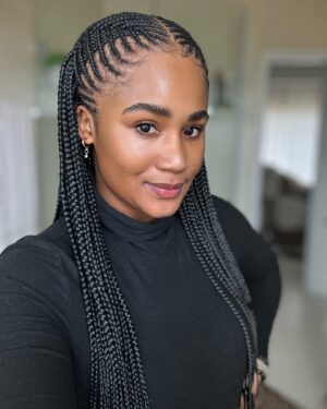 Keke Mphuthi Instagram - This was absolutely without a doubt an easy pic for me … love everything about braids and when I saw this french from a tiktoker called @fufu_the_hairdresser  I took it with me and ran to @lillyshair_  to challenge her to pull it off.

Basically what I got VS what I asked for was spot on🫶🏼🤍 
Black girl magic ✨ 

#hair #braids #cornrows #tribal #tribalbraids #fusion #insta #instagram #instagood