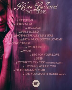 Kelsea Ballerini Instagram - just in: tracklist from @kelseaballerini’s upcoming album PATTERNS 🤍 countdown to october 25 on @spotify