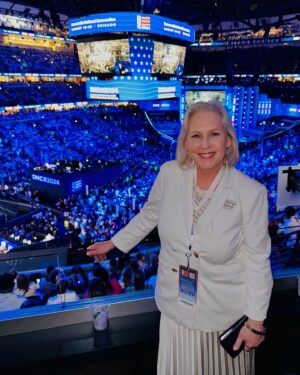 Kirsten Gillibrand Instagram - I’m so proud of my friend @kamalaharris tonight.

74 days until election day. Let’s get this done and elect her as our next president. Chip in at the link in my bio.